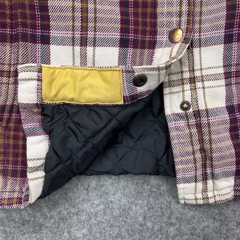 Duluth Shacket Womens XS Maroon Plaid Flapjack Flannel‎ Shirt Jac Quilted Lined - Picture 7 of 16
